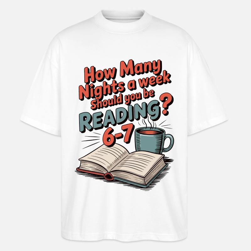 Lese-Motivation 6-7 Nächte Retro Blumen - Stanley/Stella Oversized Unisex Bio T-Shirt Blaster 2.0 - Weiß