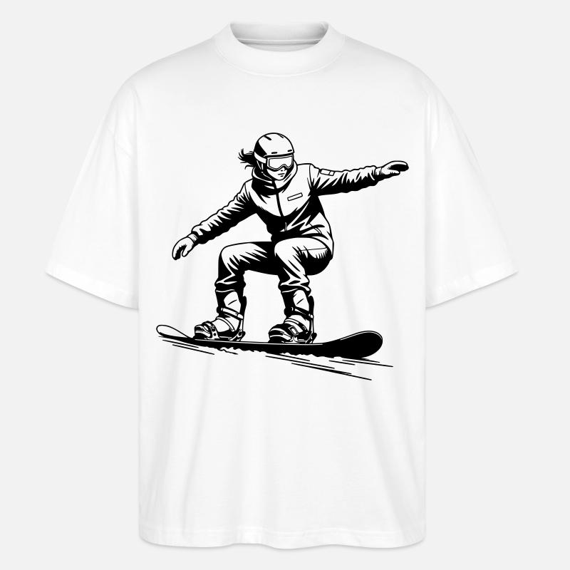 Cooler Snowboarder - Snowboard Grafik - Stanley/Stella Oversized Unisex Bio T-Shirt Blaster 2.0 - Weiß