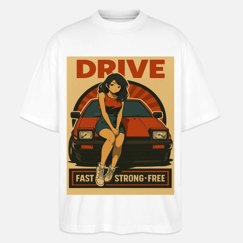 Retro Auto Japan Mädchen - Stanley/Stella Oversized Unisex Bio T-Shirt Blaster 2.0 - Weiß