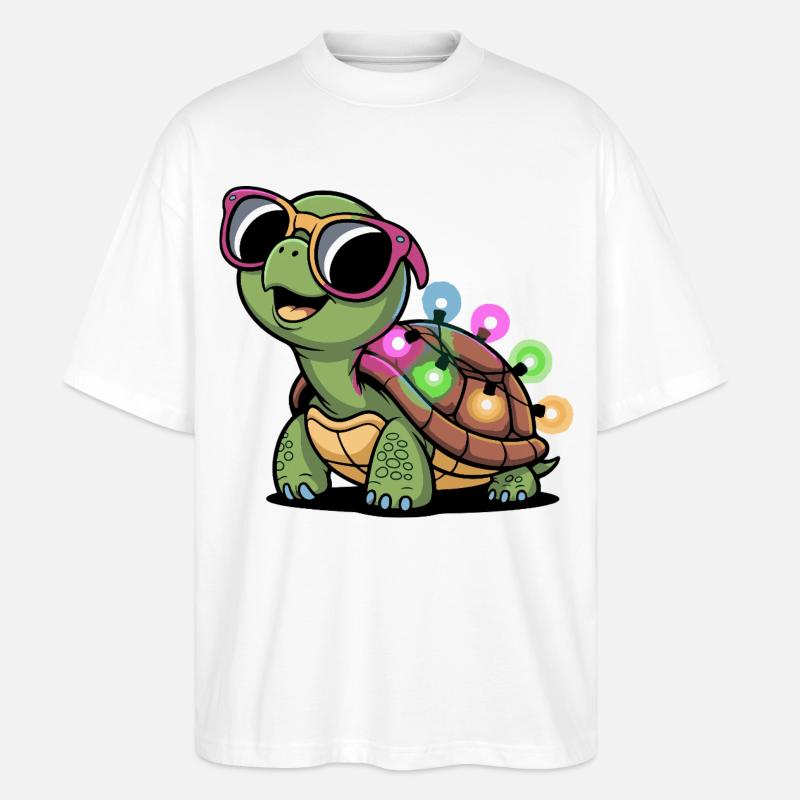Lichtschein Turtle mit Sonnenbrille - Stanley/Stella Oversized Unisex Bio T-Shirt Blaster 2.0 - Weiß