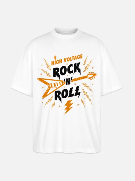 Hochspannungs-Rock'n'Roll-Gitarre - Stanley/Stella Oversized Unisex Bio T-Shirt Blaster 2.0 - Weiß