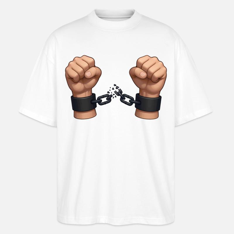 SEI FREI – Freiheit und Rechte - Stanley/Stella Oversized Unisex Bio T-Shirt Blaster 2.0 - Weiß
