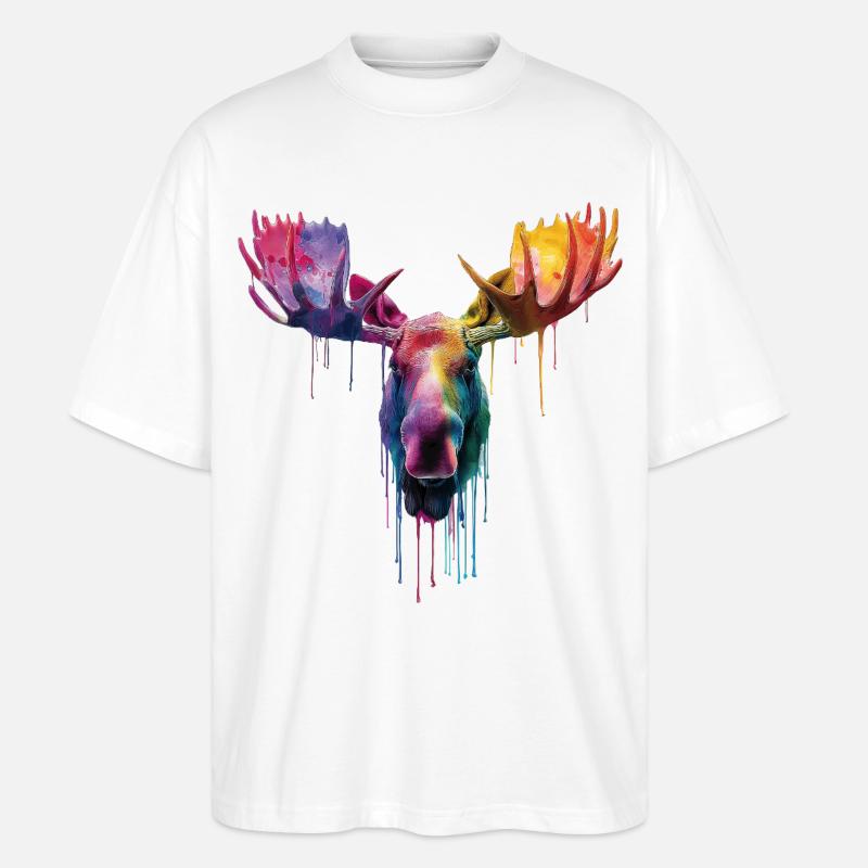 Elch Elchkopf - Stanley/Stella Oversized Unisex Bio T-Shirt Blaster 2.0 - Weiß