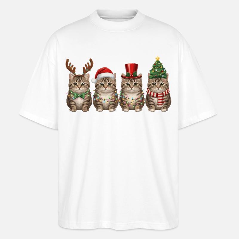 Getigerte Katze Weihnachtsmann Weihnachten  - Stanley/Stella Oversized Unisex Bio T-Shirt Blaster 2.0 - Weiß