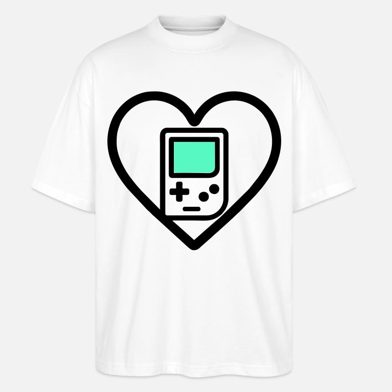 Retro Heart – Retro-Handheld-Konsole - Stanley/Stella Oversized Unisex Bio T-Shirt Blaster 2.0 - Weiß