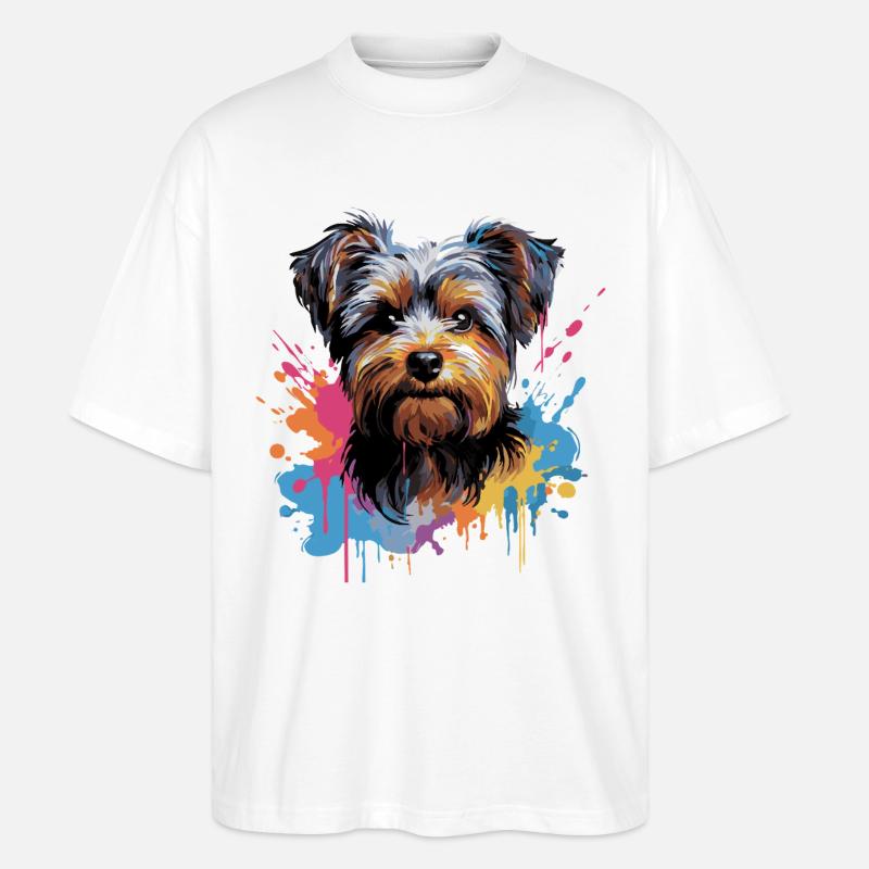 Yorkshire Terrier Splash Style - Stanley/Stella Oversized Unisex Bio T-Shirt Blaster 2.0 - Weiß