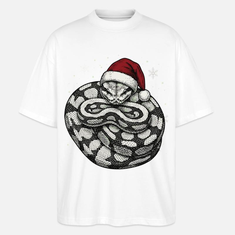 Königspython Weihnachten Ball Python Schlange - Stanley/Stella Oversized Unisex Bio T-Shirt Blaster 2.0 - Weiß