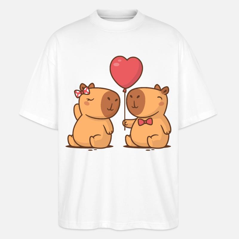 Capybara-Paar - Stanley/Stella Oversized Unisex Bio T-Shirt Blaster 2.0 - Weiß