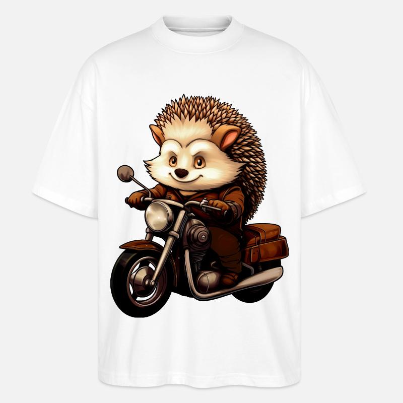 Motorrad Igel - Stanley/Stella Oversized Unisex Bio T-Shirt Blaster 2.0 - Weiß