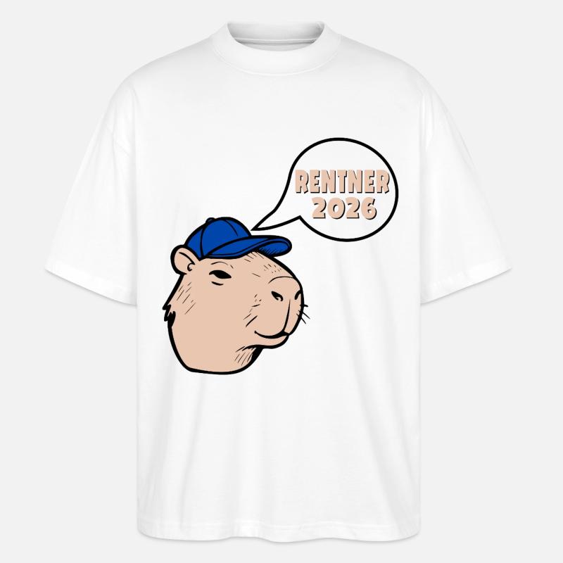 Rentner Rente 2026 Capybara - Stanley/Stella Oversized Unisex Bio T-Shirt Blaster 2.0 - Weiß