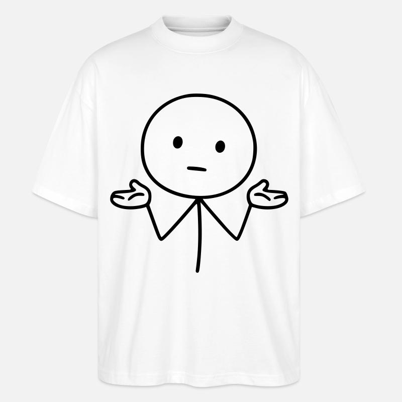 Strichmännchen Schulterzucken Achselzucken  - Stanley/Stella Oversized Unisex Bio T-Shirt Blaster 2.0 - Weiß