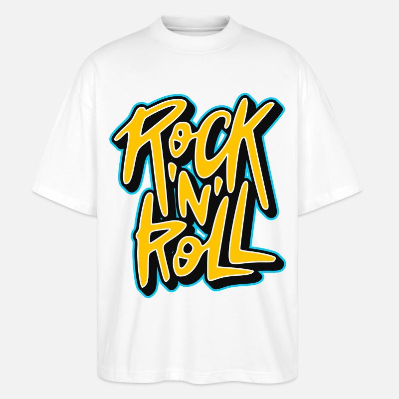 Graffiti Rock 'n' Roll Text-Logo - Stanley/Stella Oversized Unisex Bio T-Shirt Blaster 2.0 - Weiß