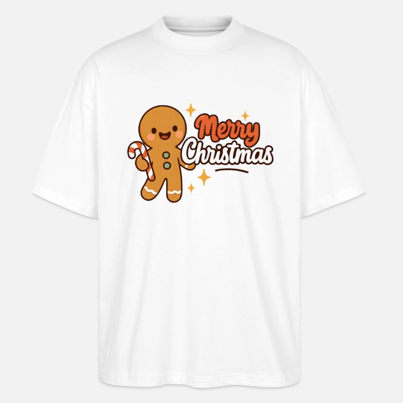 Gingembre Noël Mignon Candy Cane - T-shirt bio Blaster 2.0 coupe oversize Stanley/Stella Unisexe - blanc