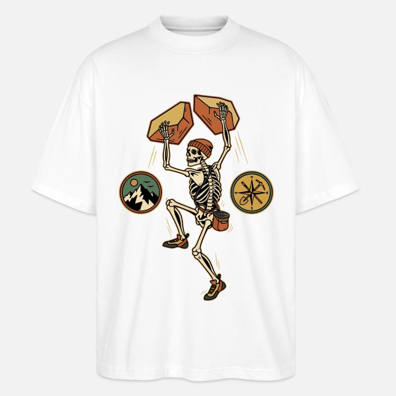 Skeleton Climber Adventure Mountains Kompass - Stanley/Stella Oversized Unisex Bio T-Shirt Blaster 2.0 - Weiß