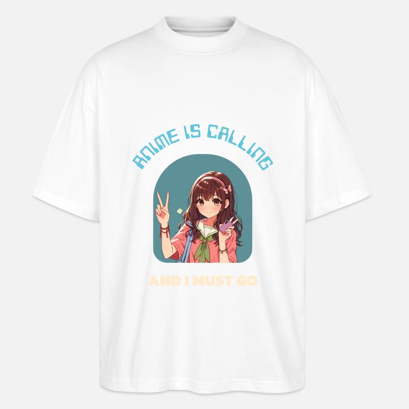 Anime Ruft: Und Ich Muss Gehen - Stanley/Stella Oversized Unisex Bio T-Shirt Blaster 2.0 - Weiß