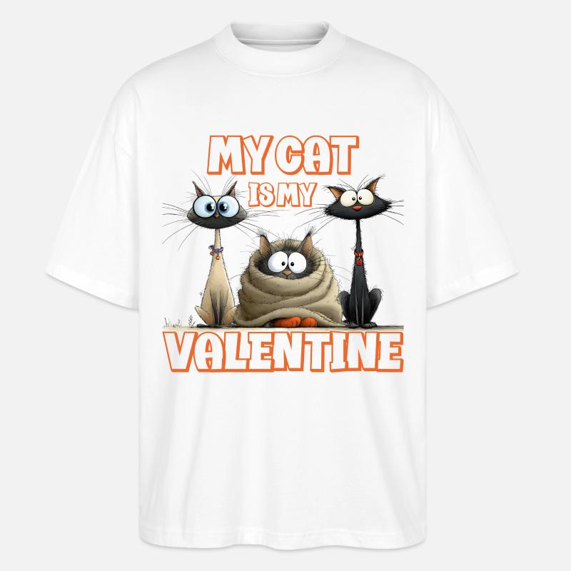 Mon chat, c’est ma Saint-Valentin - T-shirt bio Blaster 2.0 coupe oversize Stanley/Stella Unisexe - blanc