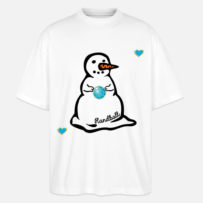Winter Handball Kinder Schneemann - Stanley/Stella Oversized Unisex Bio T-Shirt Blaster 2.0 - Weiß