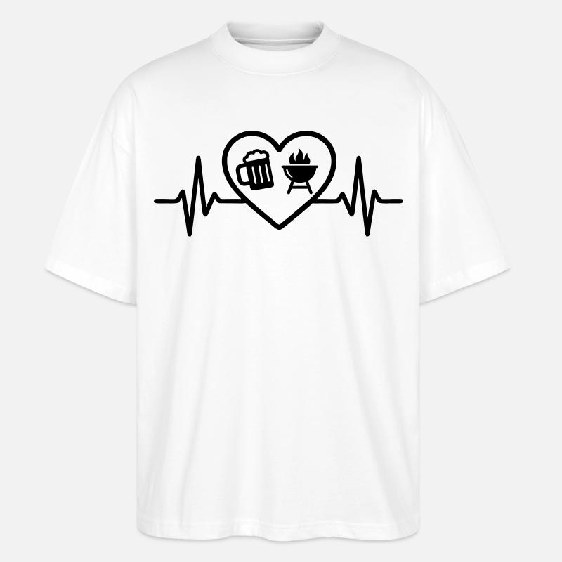 Barbecue à la bière au cœur - T-shirt bio Blaster 2.0 coupe oversize Stanley/Stella Unisexe - blanc