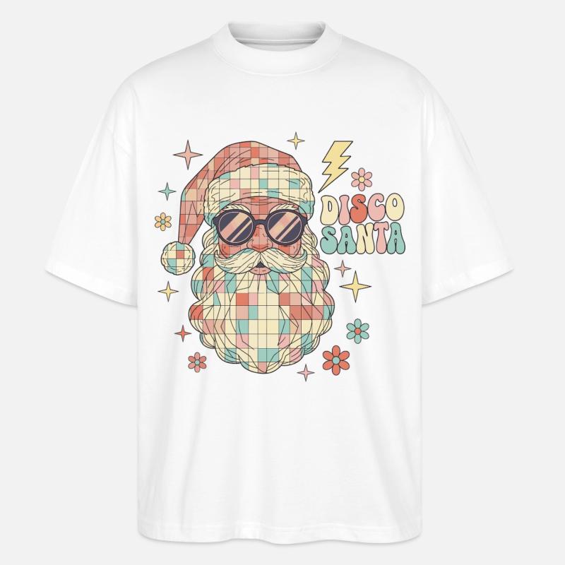 Techno Disco Weihnachtsmann Discokugel Lustig - Stanley/Stella Oversized Unisex Bio T-Shirt Blaster 2.0 - Weiß