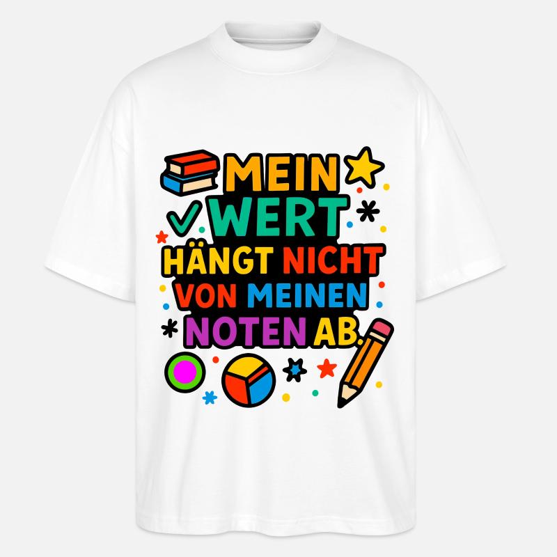 Ma valeur compte, pas mes notes - T-shirt bio Blaster 2.0 coupe oversize Stanley/Stella Unisexe - blanc