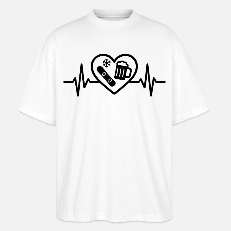 Herz Snowboard Bier - Stanley/Stella Oversized Unisex Bio T-Shirt Blaster 2.0 - Weiß