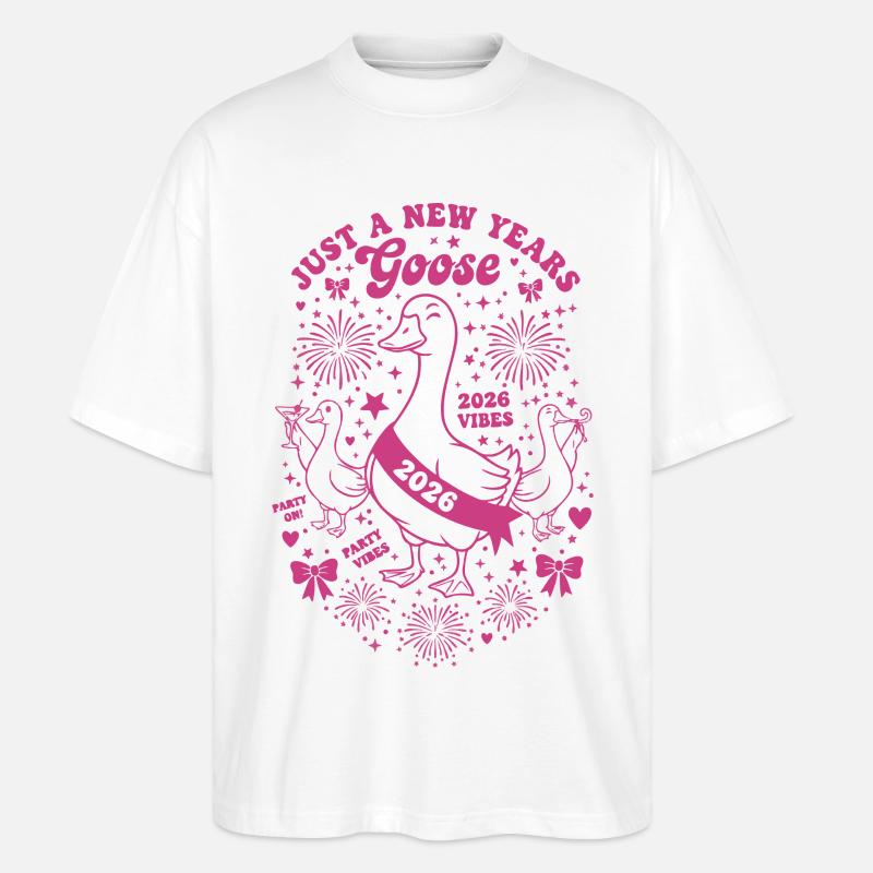 Nur eine Silvester-Gans-Party 2026 - Stanley/Stella Oversized Unisex Bio T-Shirt Blaster 2.0 - Weiß
