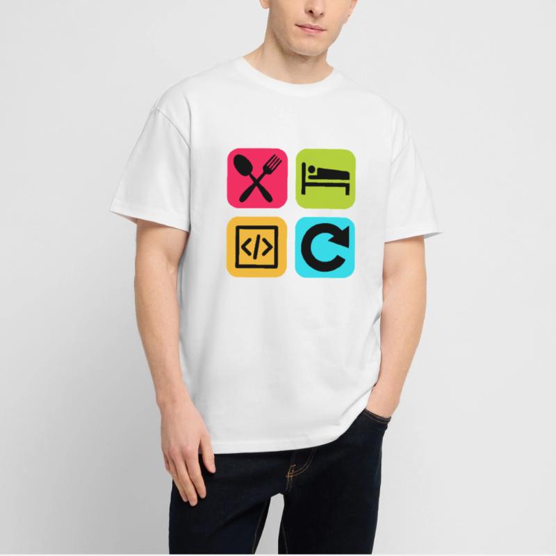 Manger Dormir Code Répéter Citation drôle Dev T-shirt bio Blaster 2.0 coupe oversize Stanley/Stella Unisexe