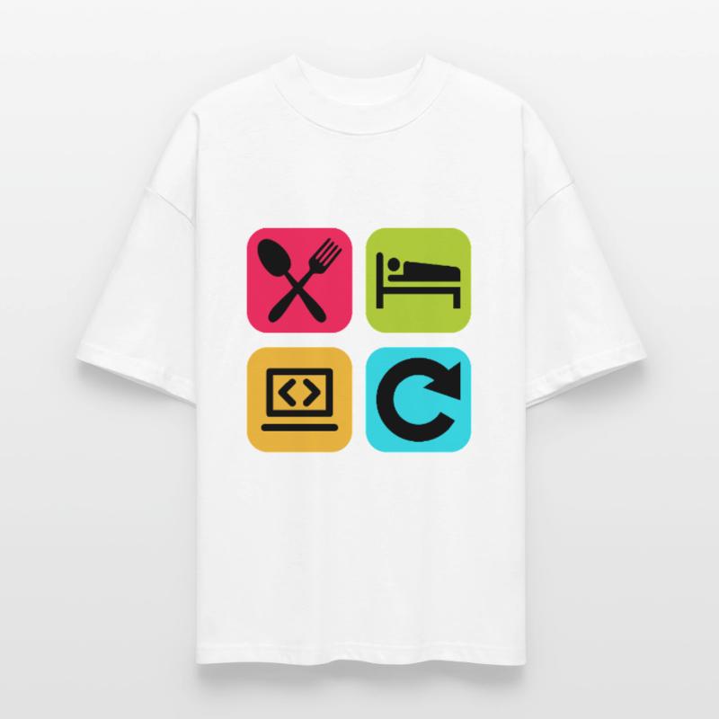 Eat Sleep Program Repeat Funny Quote Code Stanley/Stella Oversized Unisex Organic T-shirt Blaster 2.0