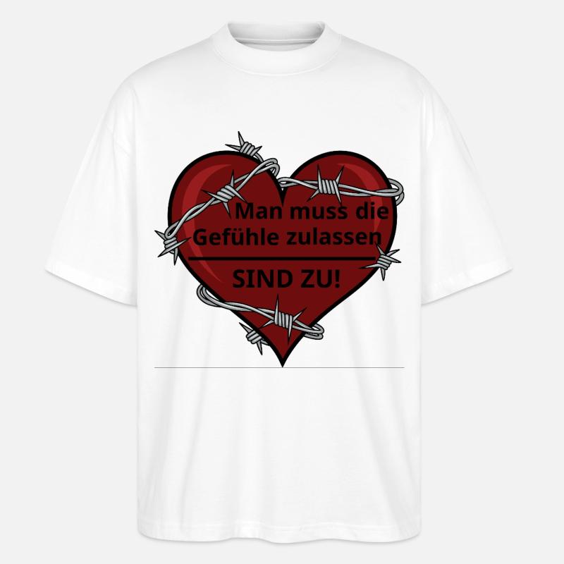 Sarkastisches Herz mit Stacheldraht - Stanley/Stella Oversized Unisex Bio T-Shirt Blaster 2.0 - Weiß