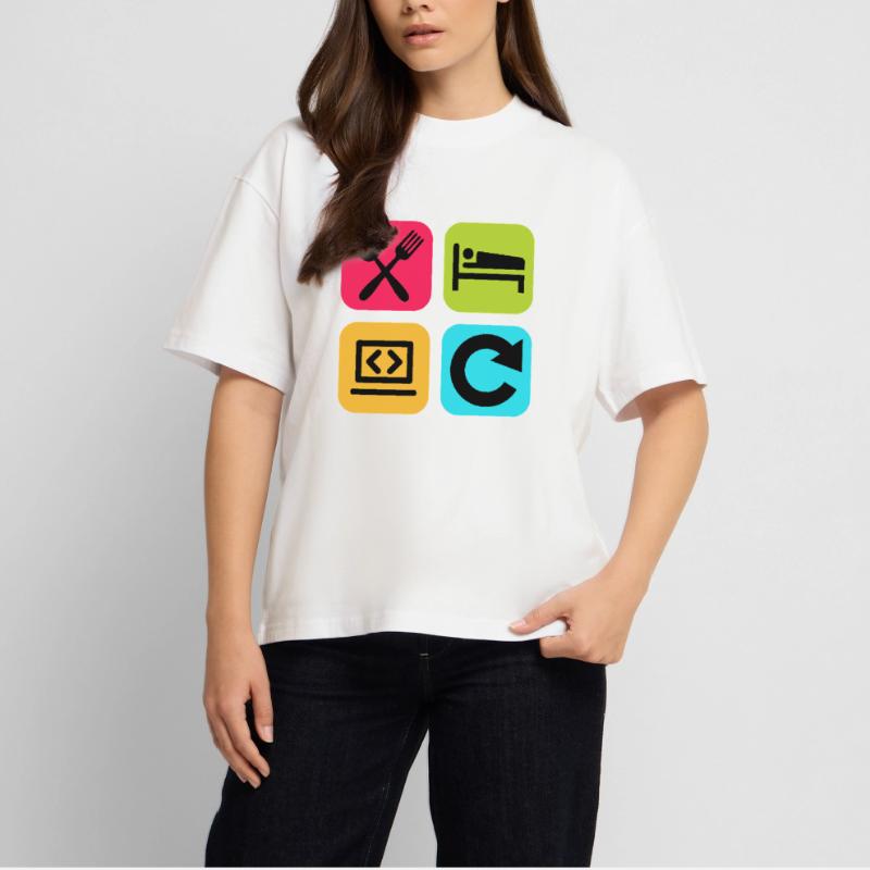 Eat Sleep Program Repeat Funny Quote Code Stanley/Stella Oversized Unisex Organic T-shirt Blaster 2.0