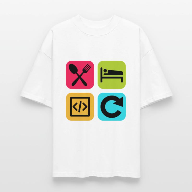 Manger Dormir Code Répéter Citation drôle Dev T-shirt bio Blaster 2.0 coupe oversize Stanley/Stella Unisexe