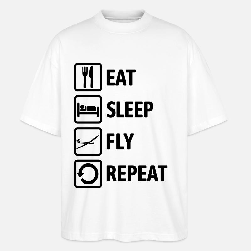 Mange, Dors, Vole, Répéter - Planeur - T-shirt bio Blaster 2.0 coupe oversize Stanley/Stella Unisexe - blanc