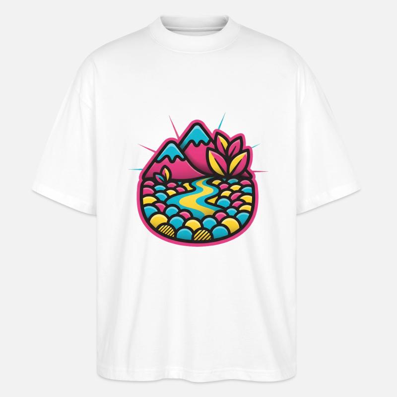 Bunte Flusslandschaft Candystyle - Stanley/Stella Oversized Unisex Bio T-Shirt Blaster 2.0 - Weiß