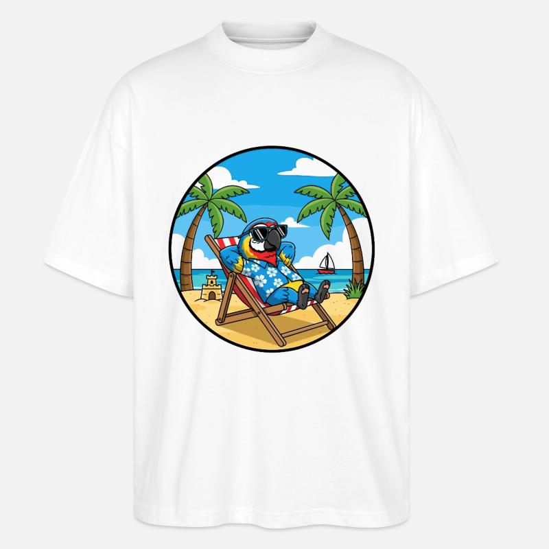 Cool Parrot Beach Vacation Summer Vibes - Stanley/Stella Oversized Unisex Bio T-Shirt Blaster 2.0 - Weiß
