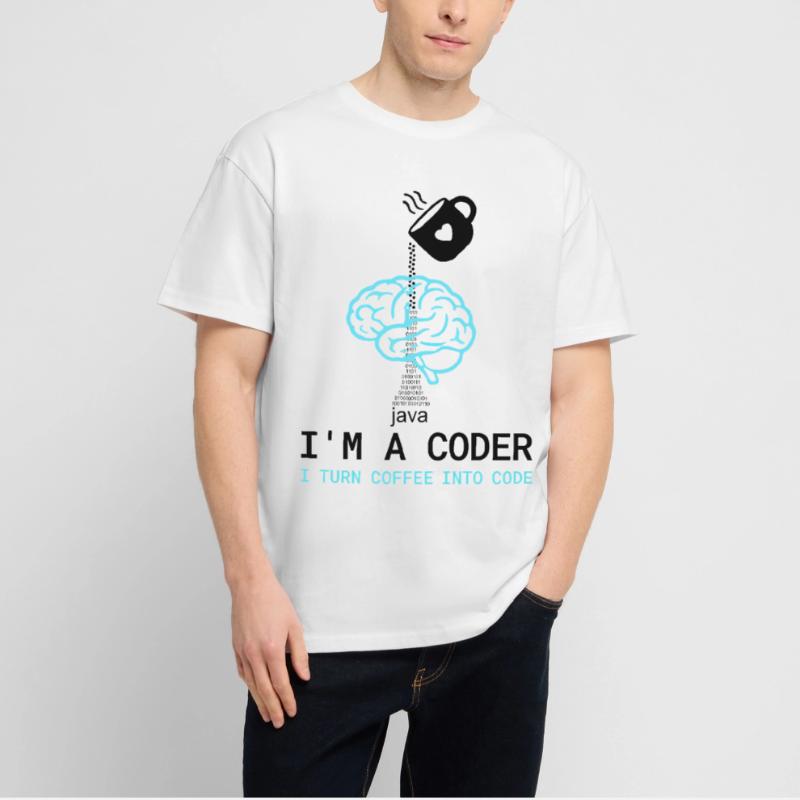 T-shirt Coder : Du café dans le code – Nerdy Programmie T-shirt bio Blaster 2.0 coupe oversize Stanley/Stella Unisexe