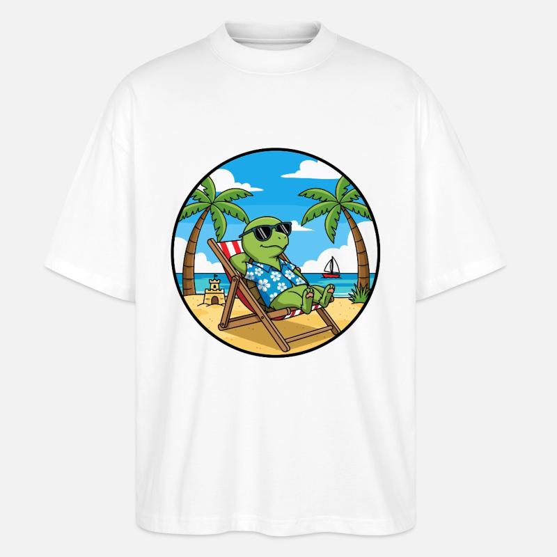Cool Turtle Beach Vacation Summer Vibes - Stanley/Stella Oversized Unisex Organic T-shirt Blaster 2.0 - white