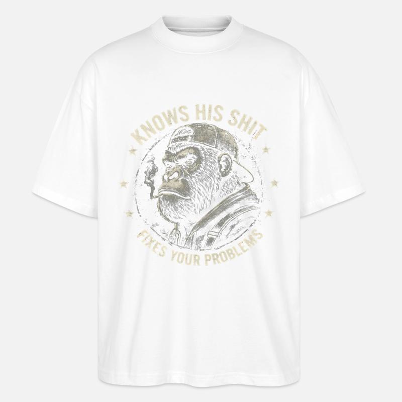 Gorilla Fixer: Problem-Solver Attitude - Stanley/Stella Oversized Unisex Organic T-shirt Blaster 2.0 - white