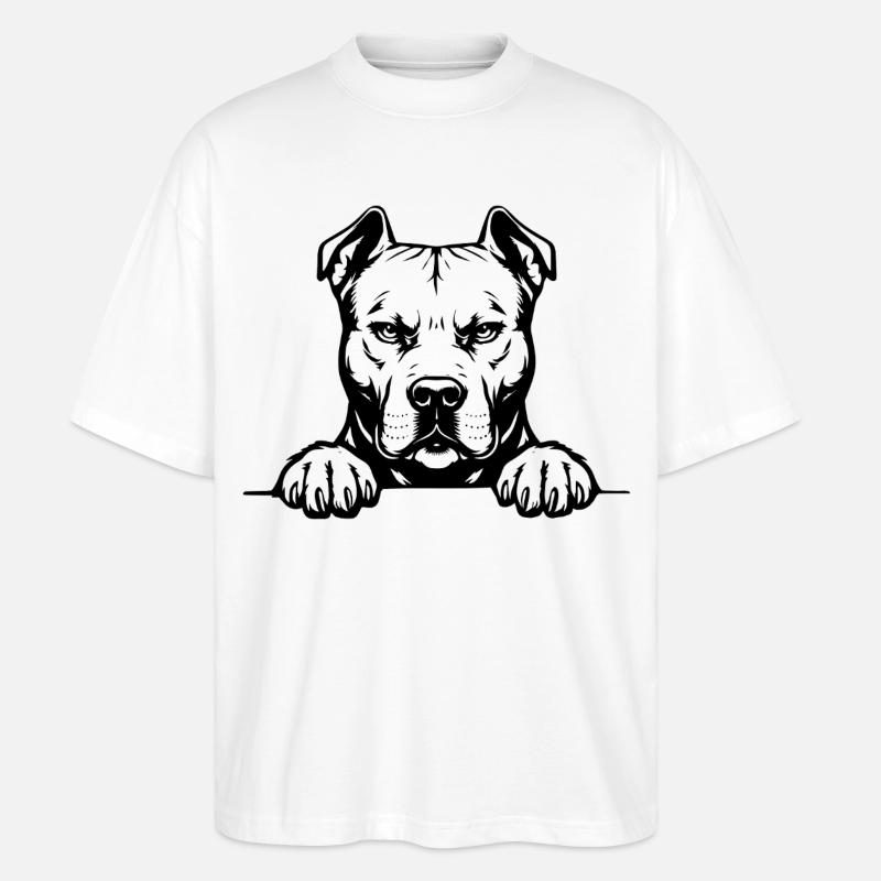 Pitbull Kopf mit Pfoten - Stanley/Stella Oversized Unisex Bio T-Shirt Blaster 2.0 - Weiß
