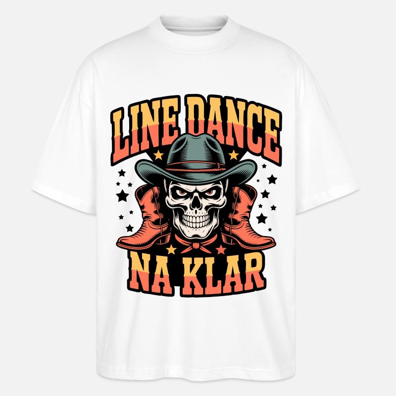Line Dance Schädel Rodeo - Stanley/Stella Oversized Unisex Bio T-Shirt Blaster 2.0 - Weiß