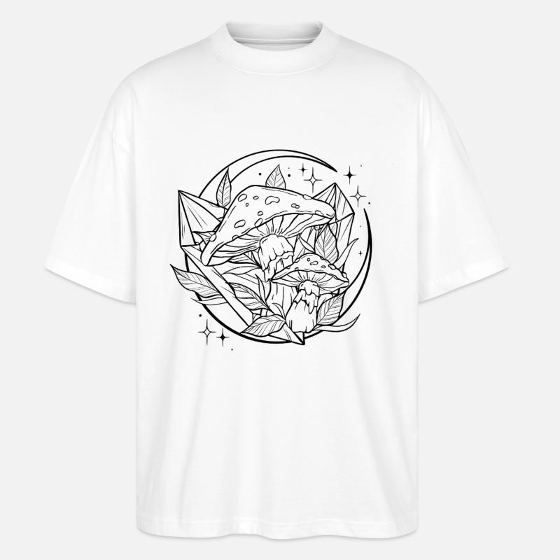Witchy Toadstool with Magic Crystal - Stanley/Stella Oversized Unisex Organic T-shirt Blaster 2.0 - white