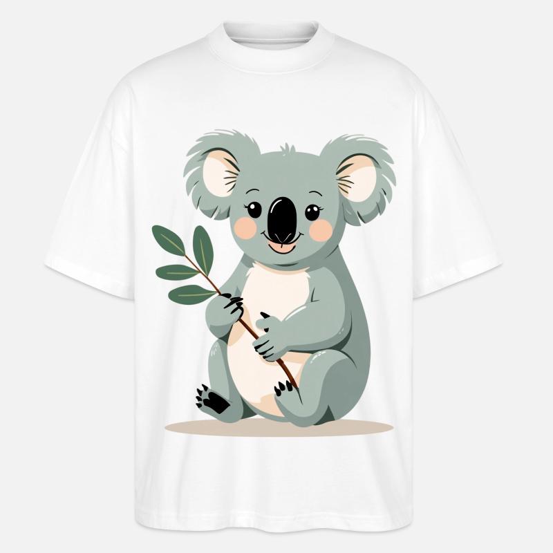 Kleiner Koala mit Blattzweig - Stanley/Stella Oversized Unisex Bio T-Shirt Blaster 2.0 - Weiß