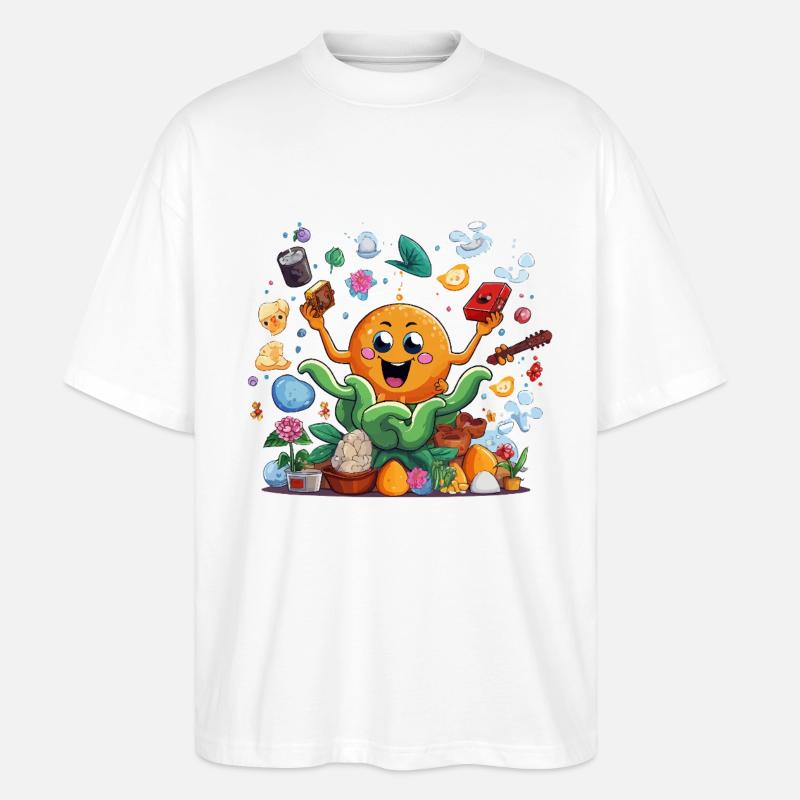 Fröhliche Orange im Kräutergarten - Stanley/Stella Oversized Unisex Bio T-Shirt Blaster 2.0 - Weiß