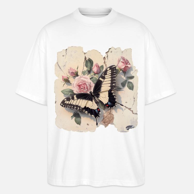 Schmetterling - Stanley/Stella Oversized Unisex Bio T-Shirt Blaster 2.0 - Weiß