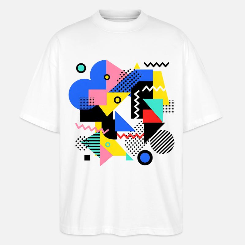 Geometrische Farbexplosion Pop Art - Stanley/Stella Oversized Unisex Bio T-Shirt Blaster 2.0 - Weiß