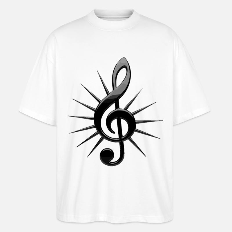 Black notes with rays - Stanley/Stella Oversized Unisex Organic T-shirt Blaster 2.0 - white