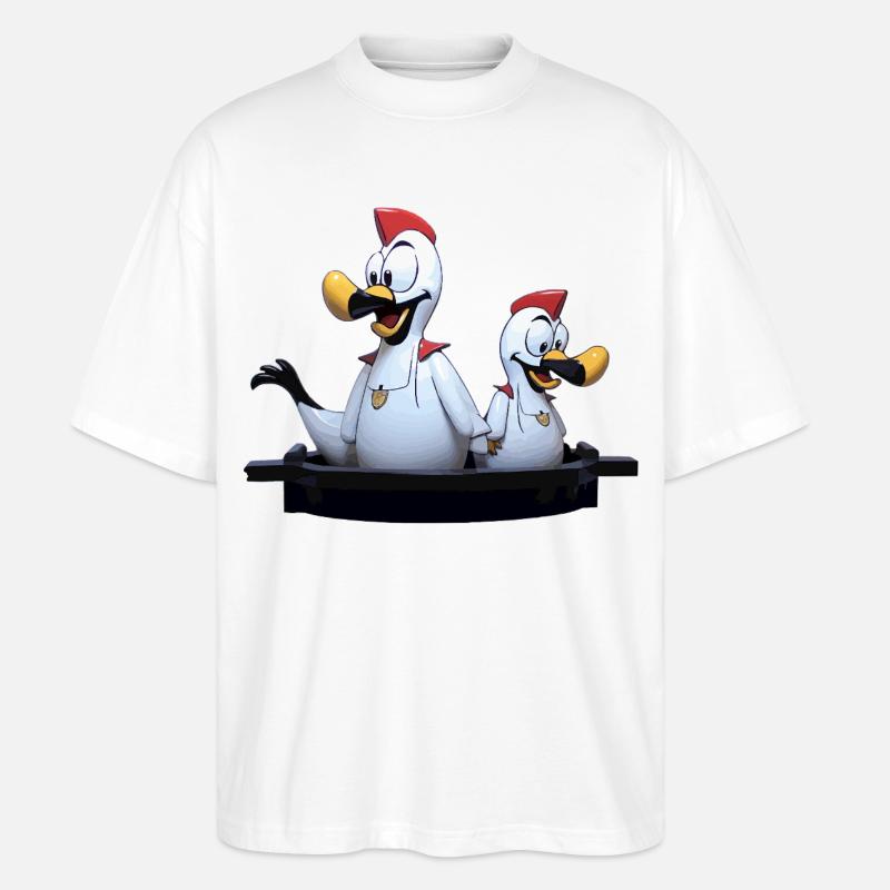 Möwenduo auf Bootssteg - Stanley/Stella Oversized Unisex Bio T-Shirt Blaster 2.0 - Weiß