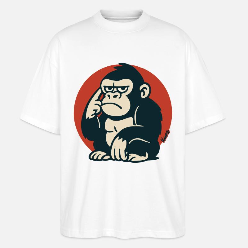 Nachdenklicher Affe im Retro-Stil - Stanley/Stella Oversized Unisex Bio T-Shirt Blaster 2.0 - Weiß