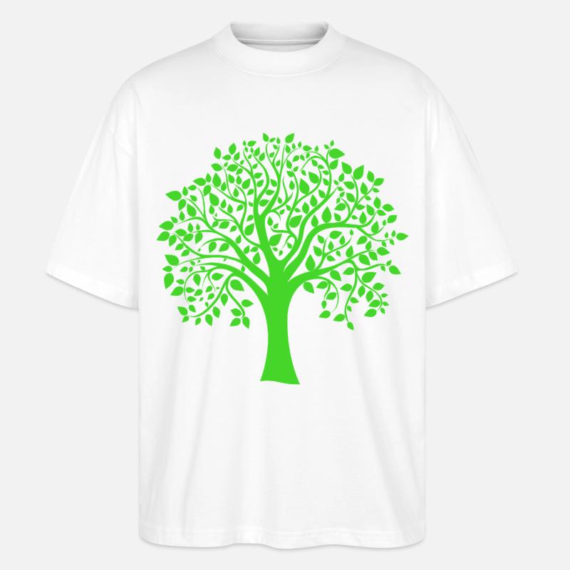 Silhouette à motif d’arbre jumbo vert - T-shirt bio Blaster 2.0 coupe oversize Stanley/Stella Unisexe - blanc
