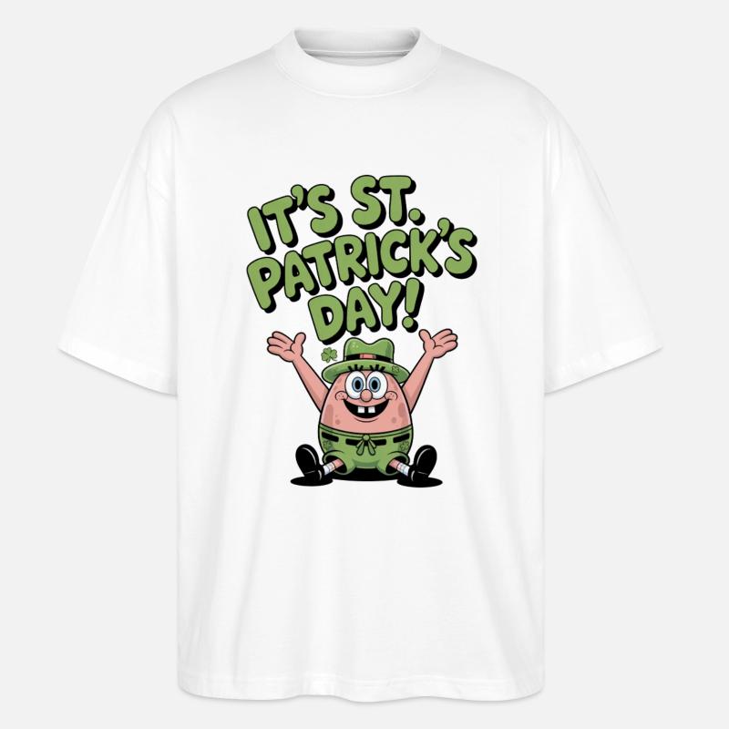 Grüner Sternfisch St Patrick Design - Stanley/Stella Oversized Unisex Bio T-Shirt Blaster 2.0 - Weiß