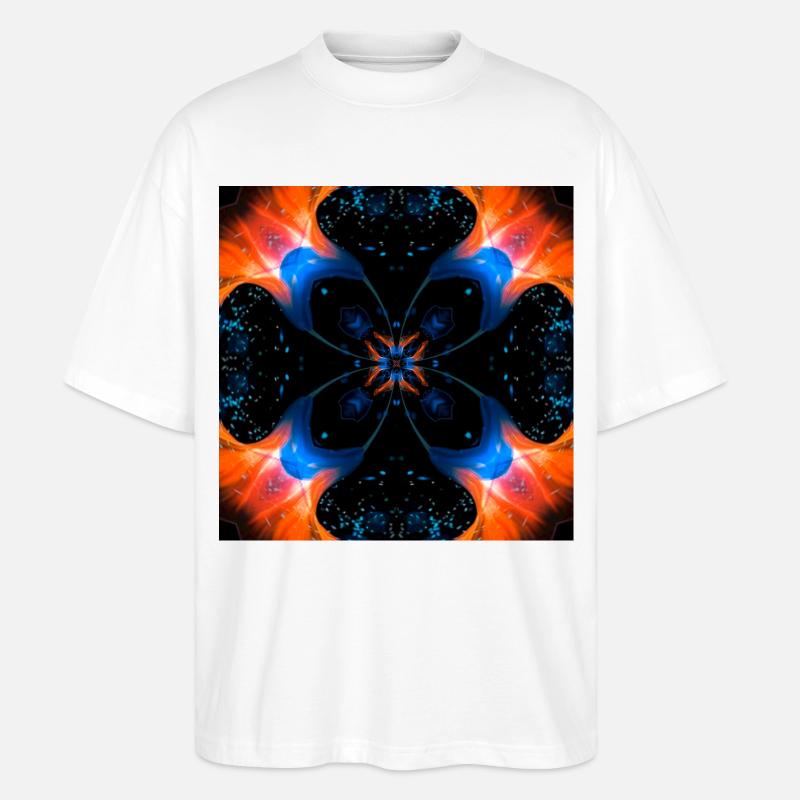 Fraktalkunst Digitale Blume - Stanley/Stella Oversized Unisex Bio T-Shirt Blaster 2.0 - Weiß